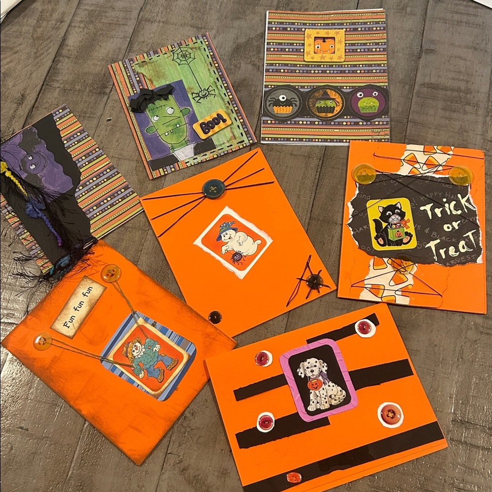 Handmade Halloween Cards 3D Accents Blank Inside - Various Designs Cute For Kids